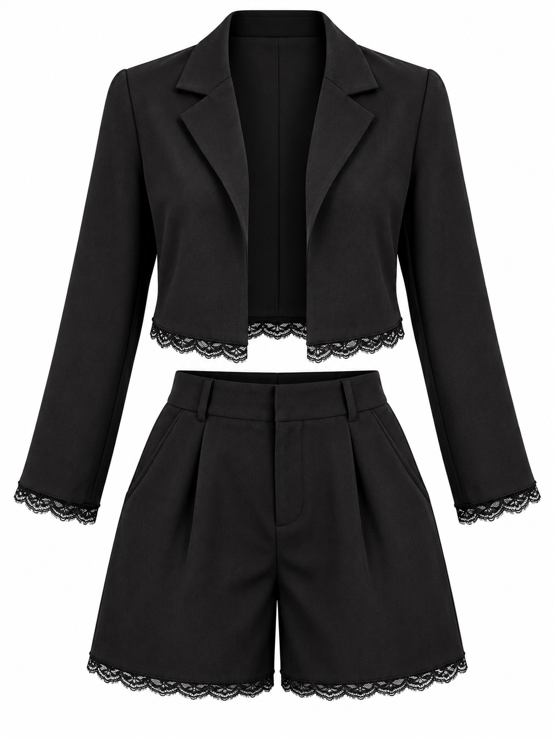 Ensemble veste courte et short avec dentelle