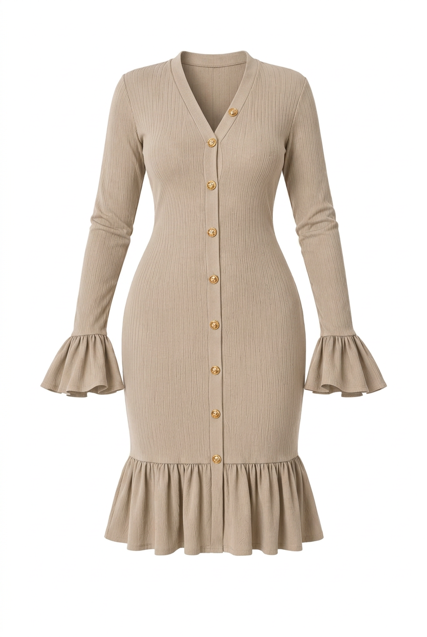 Robe Cannelia mini en maille côtelé