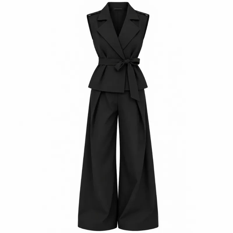 Set trench sans manche avec pantalon pli creux
