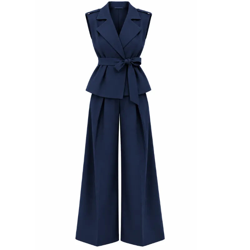 Set trench sans manche avec pantalon pli creux